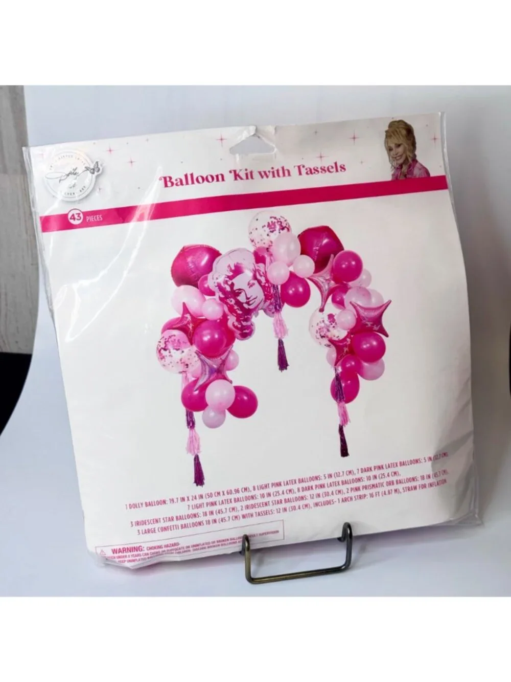 Dolly Parton Arch Balloon Kit Tassels Pink & White Confetti Balloons 43 Pc NEW!